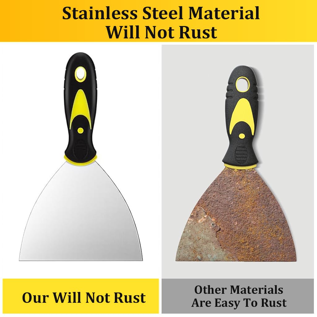 HASTHIP 5PCS Putty Scraper Multi Size Stainless Steel Paint Scraper Tool 1/2/3/4/5 inch Putty Scraper Wide Edge Putty Tools Narrow Putty Scraper for Spackling, Wallpaper Scraper, Spatula Scraper HASTHIP 5PCS Putty Scraper Multi Size Stainless Steel Paint Scraper Tool 1/2/3/4/5 inch Putty Scraper Wide Edge Putty Tools Narrow Putty Scraper for Spackling, Wallpaper Scraper, Spatula Scraper
